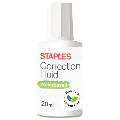Staples Korrigeringsvätska, vattenbaserad, 20 ml, vit