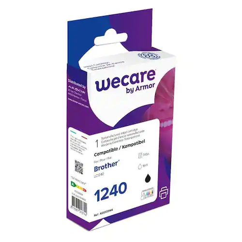Wecare Återanvänd bläckpatron kompatibel med BROTHER LC1240 B, LC1240BK, svart singelpack