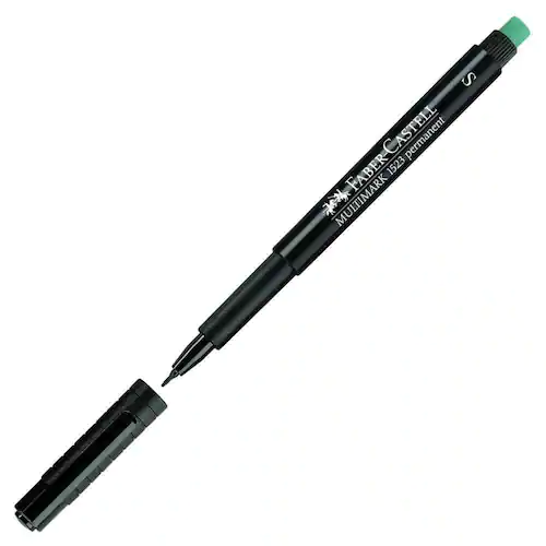 Faber-Castell Märkpenna Permanent MULTIMARK med integrerat suddgummi, linjebredd S 0,4 mm, svart