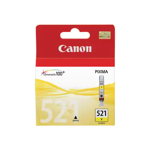 Canon Bläckpatron PIXMA CLI-521 Y, 2936B001, ChromaLife100+-bläck, gul, singelförpackning