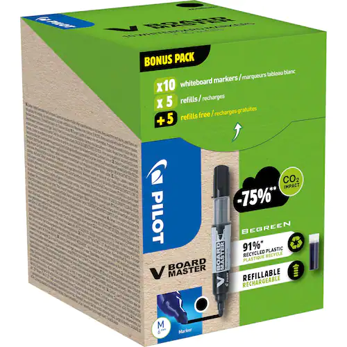 Pilot Begreen Whiteboardpenna Greenpack svart 10+10/fp