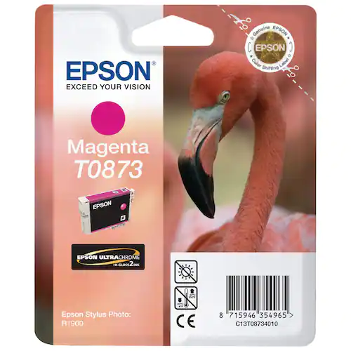 Epson Bläckpatron, Flamingo, T0873, Ultra Chrome HI Gloss 2, magenta, singelförpackning, C13T08734010