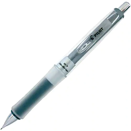 Pilot Stiftpenna, Dr Grip, 0,7 mm stift, pennkropp med greppzon, silver
