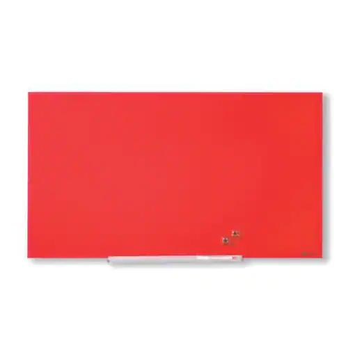 Nobo Whiteboard, Glastavla i widescreenformat, väggmonterad, magnetisk glasyta, 85'', röd