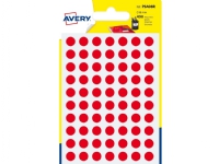 Rund etiketter avery psa08r ø8mm röd pakke a 490 stk