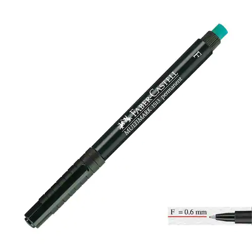 Faber-Castell Märkpenna Permanent MULTIMARK med integrerat suddgummi, linjebredd F 0,6 mm, svart