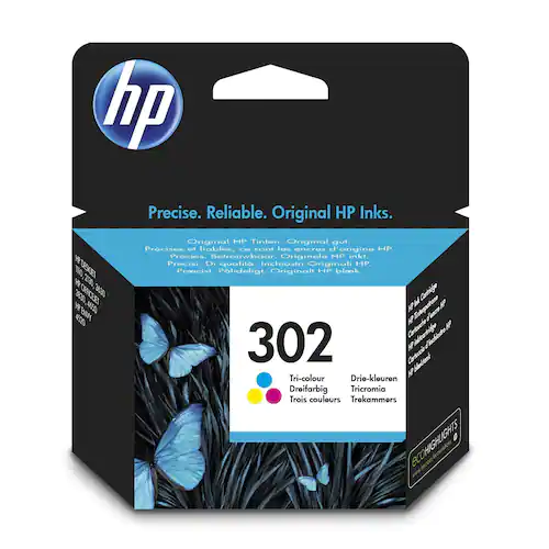 HP Bläckpatron 302 (F6U65AE), cyan, magenta, gult, singelpack, standardkapacitet
