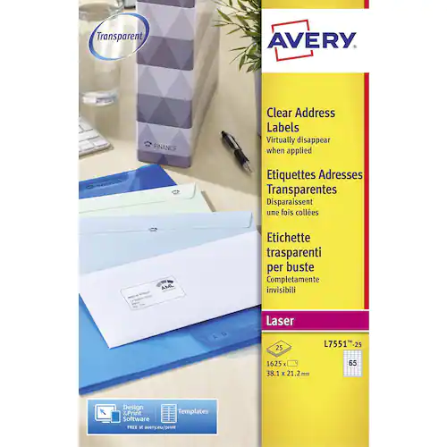 Avery Etikett 38,1x21,2 transparent