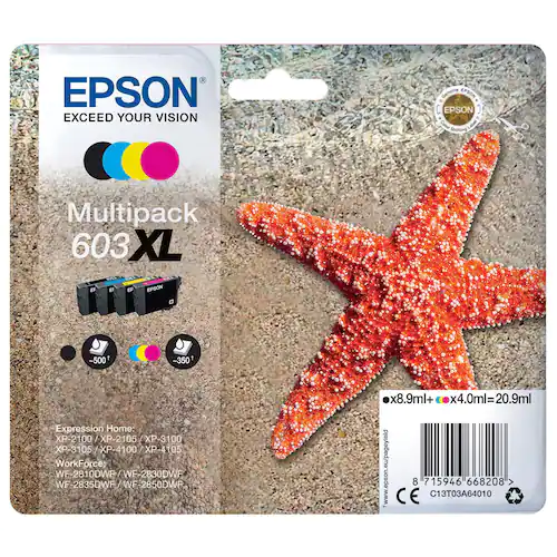 Epson Originalbläckpatron 603 XL C13T03A64010, multiförpackning med fyra färger: svart, cyan, magenta, gul