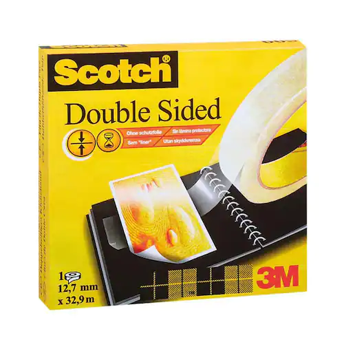 Scotch® Dubbelsidig tejp 665, genomskinlig, 12 mm x 33 m