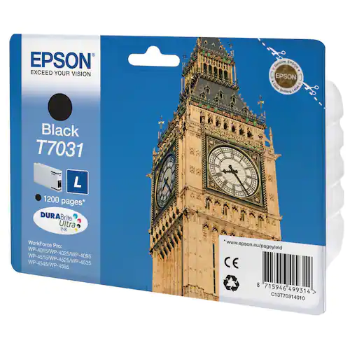 Epson Bläckpatron, T7031, C13T70314010, Big Ben, DURABrite Ultra, svart, singelförpackning, hög kapacitet