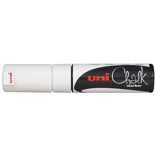 Uni-Ball Märkpenna Chalk marker, griffelpenna PWE-8K, icke-permanent, 8 mm, vit