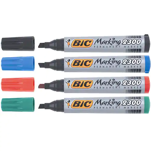 BIC® Märkpenna Marking™ 2300, permanent, medellång snedskuren spets, 3,1–5,3 mm linjebredd, olika färger