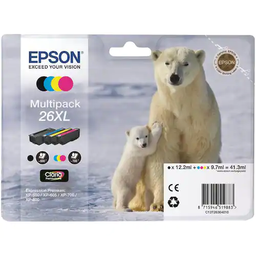 Epson Bläckpatron 26XL, svart, cyan, magenta, gul, multiförpackning