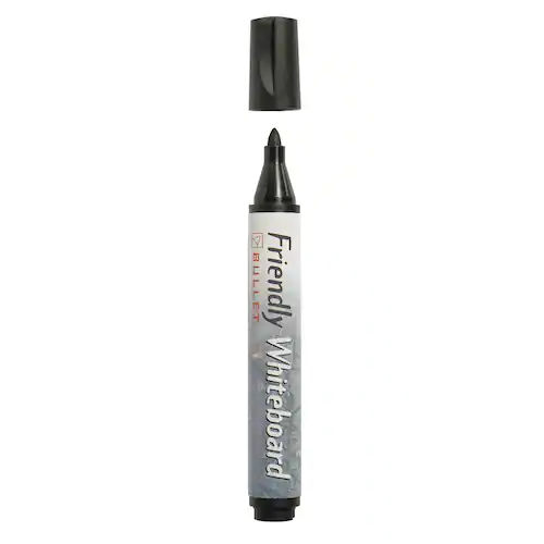 Friendly Whiteboardpenna, icke-permanent, alkoholbaserat pigmentbläck, 1–3 mm, tunn spets, svart