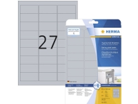 HERMA 4222, Silver, Rundad rektangel, Permanent, A4, Polyester, Matt