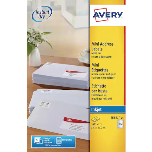 Avery Etikett QuickDry 38,1x21,2mm