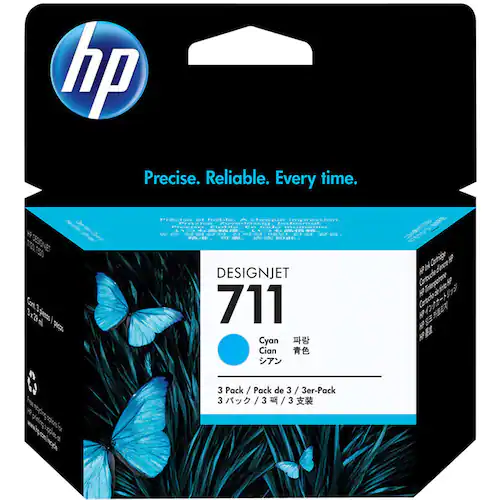 HP Bläckpatron CZ134A 711 Cyan 3/FP