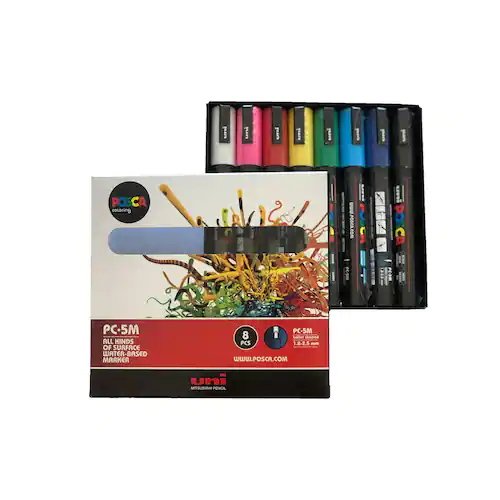 Uni Märkpenna, POSCA PC-5M, permanent vattenbaserat pigmentbläck, 1,8–2,5 mm, olika färger