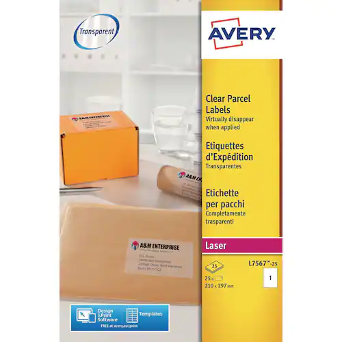 Avery Etikett transparent 210x297mm