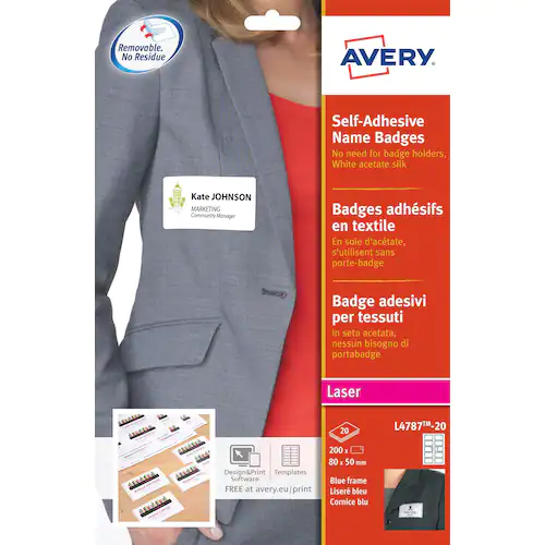 Avery Etikett Namn blå 80x50mm