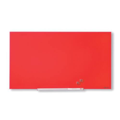 Nobo Whiteboard, Glastavla i widescreenformat, väggmonterad, magnetisk glasyta, 57'', röd