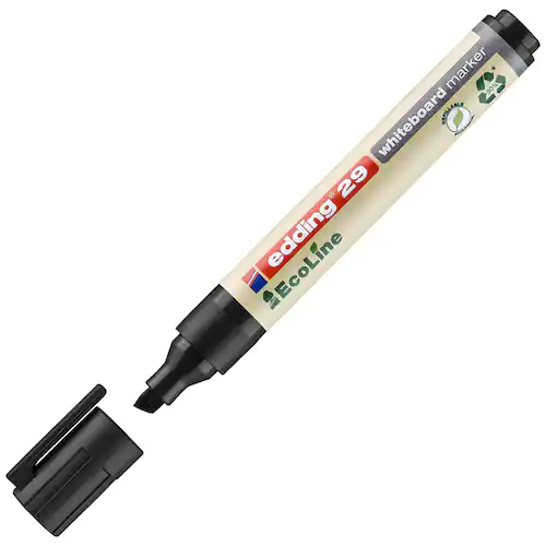 edding Whiteboardpenna, 29 EcoLine, snedskuren spets, 1–5 mm linjebredd, svart