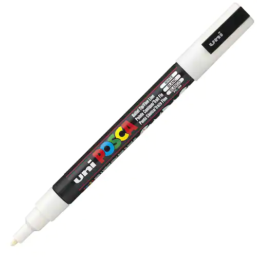 POSCA Märkpenna, POSCA, vattenbaserat bläck, 1,3 mm, tunn, vit