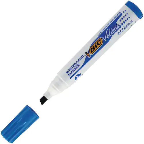 BIC® Whiteboardpenna Velleda® 1751, snedskuren spets, 3,7–5,5 mm linjebredd, blå