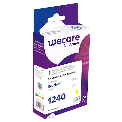 Wecare Återanvänd bläckpatron kompatibel med BROTHER LC1240 Y, LC1240Y, gul singelpack