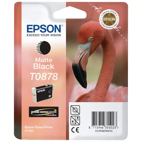 Epson Bläckpatron, Flamingo, T0878, Ultra Chrome HI Gloss 2, matt svart, singelförpackning, C13T08784010