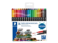 STAEDTLER Design Journey 3187 - Märkpenna med dubbel spets - permanent - sorterade neonfärger - 3 mm / 0.5 mm - fin / ultrafin (paket om 36)