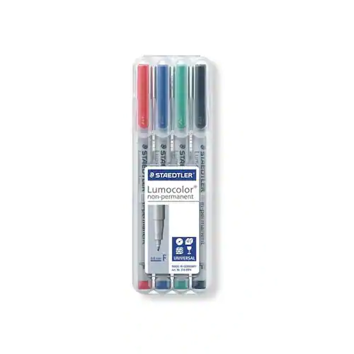 STAEDTLER Lumocolor Universalpenna Lumocolor® 316 icke-permanent, tunn spets, 0,6 mm linjebredd, olika färger, 4-pack