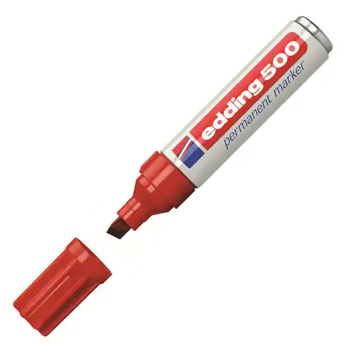 edding Märkpenna Permanent 500 med snedskuren pets, 2 - 7 mm, röd