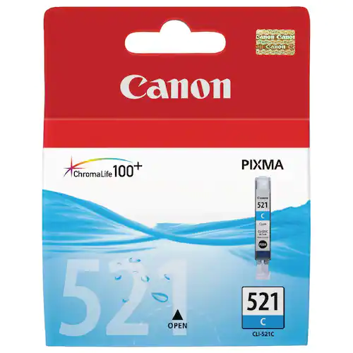 Canon Bläckpatron PIXMA CLI-521 C, 2934B001, ChromaLife100+-bläck, cyan, singelförpackning